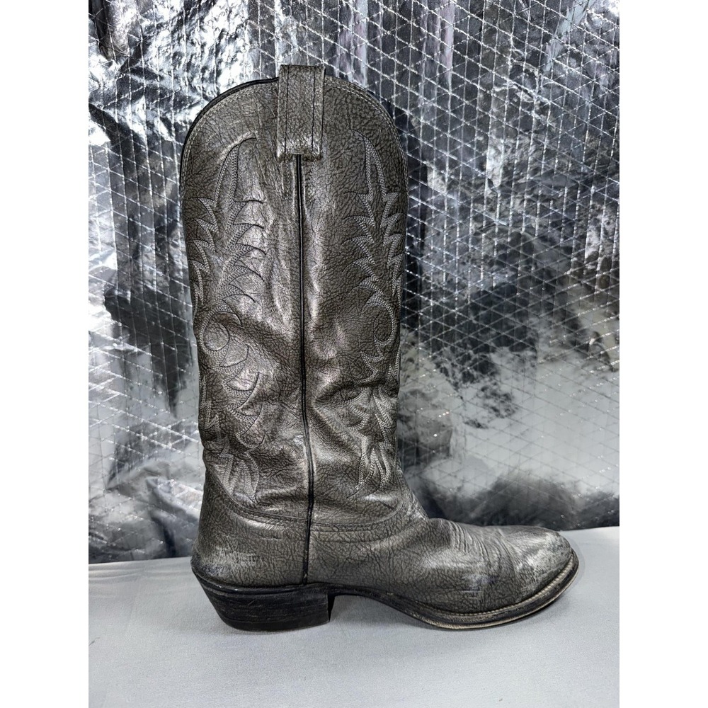 Nocona Western Boots Mens Size 8 Gray Leather Pull On Round Toe USA Cowboy - Picture 8 of 16